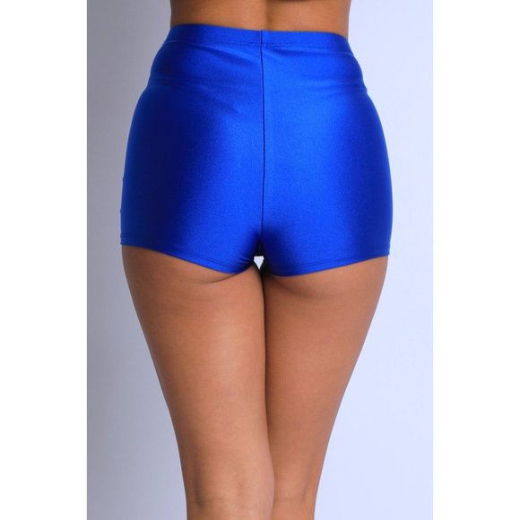 Women High Waist Shiny Tricot Stretchy Skinny Rave Dance Yoga Biker Shorts S M L - Picture 7 of 9